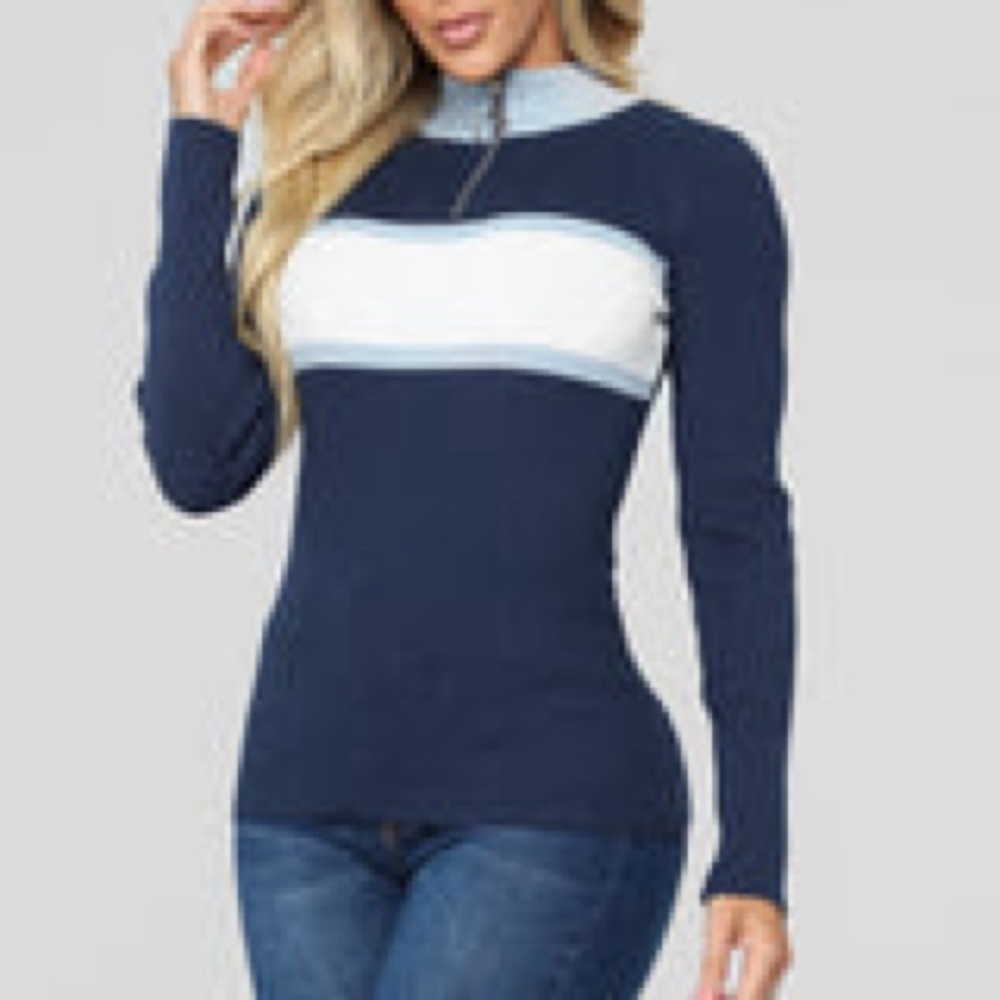 Fashion Nova Ribbed Navy Sweater